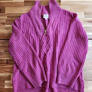 St. John's Bay Women's Pink Quarter Zip Sweater